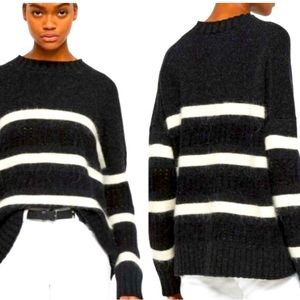 All Saints Siddons Wool Black and White Striped Sweater